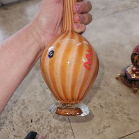 Antonio Garcia Art Glass Goose Neck Jack in the Pulpit Whimsical Bud Vase Signed - Picture 5 of 7